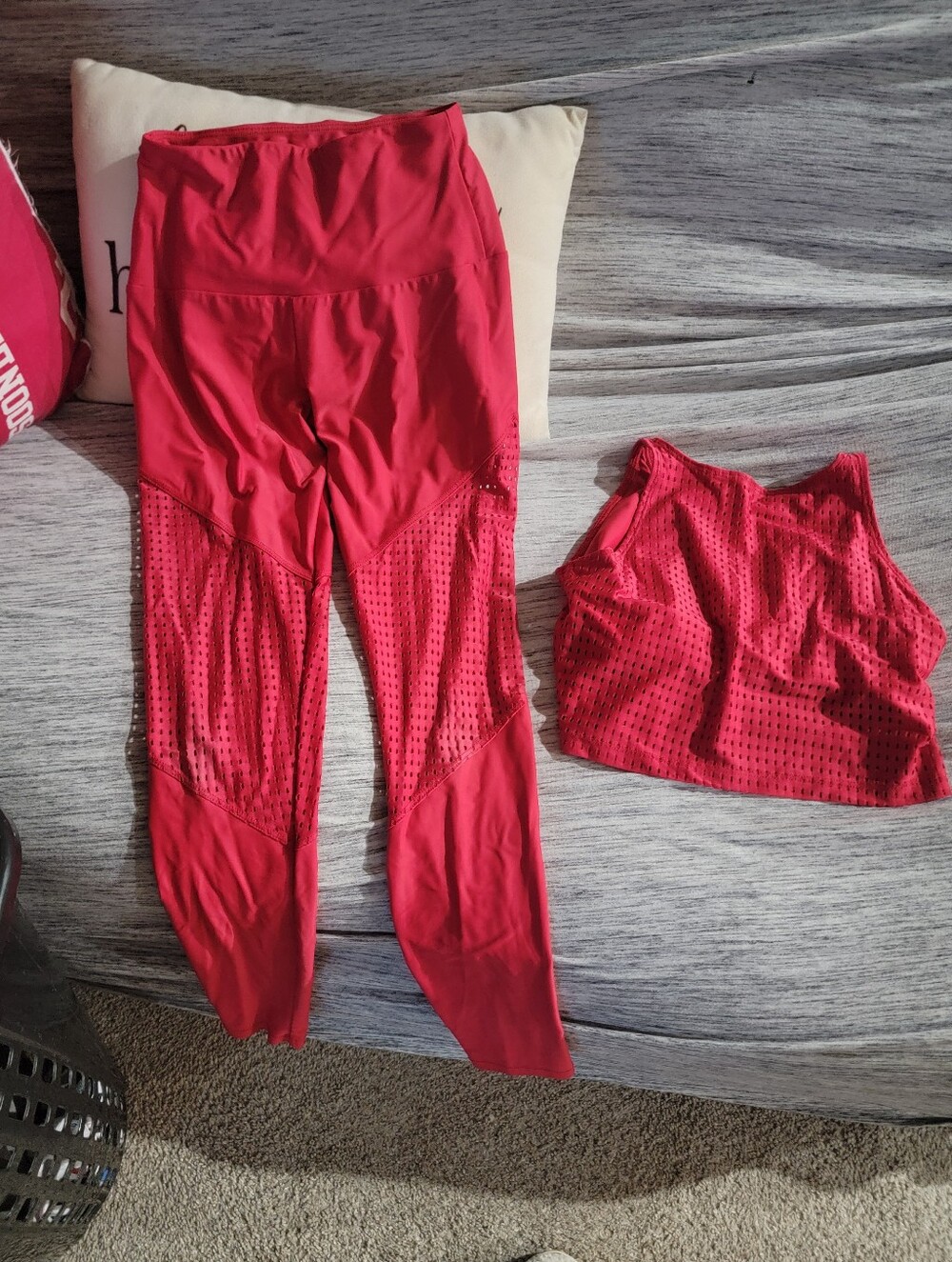 Free People Red Athletic Leggings and Cropped Tank Set - Picture 1 of 1